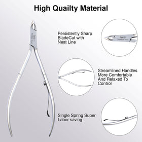 UM Supplies Cuticle Trimmer showing stainless steel blades for clean precision.