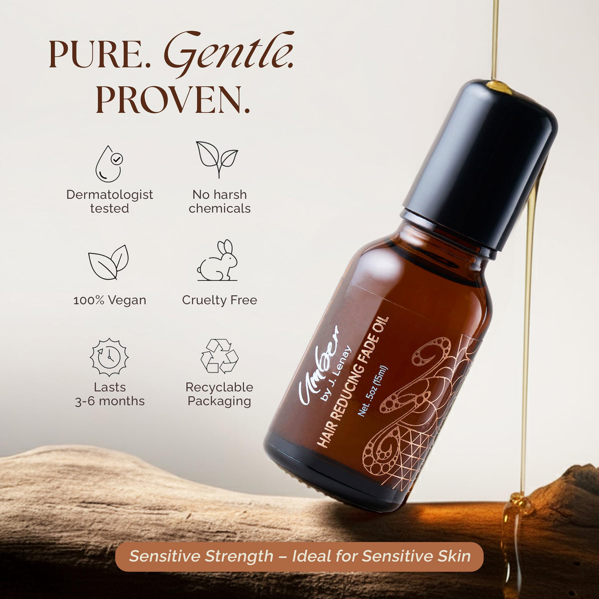Umber By J. Lenay argan oil formula highlighting soothing skin and gentle care.