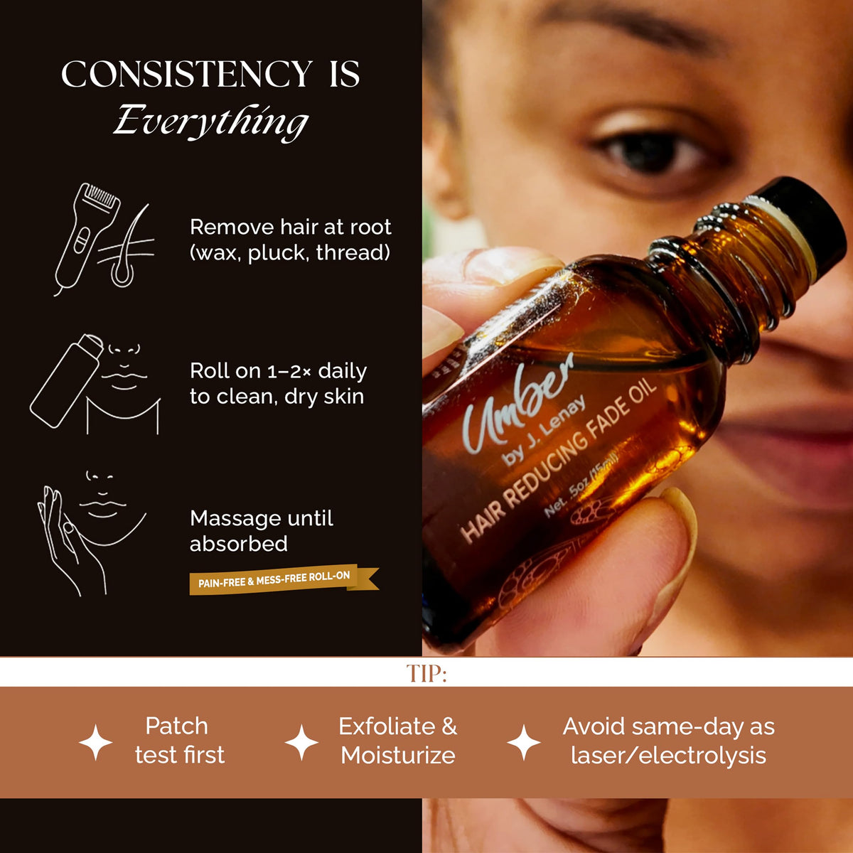 Sensitive skin-friendly formula from Umber By J. Lenay suitable for facial and body areas.