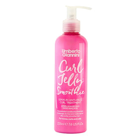 Umberto Giannini Curl Jelly Smoothie bottle shows lightweight hydration for defined curls.