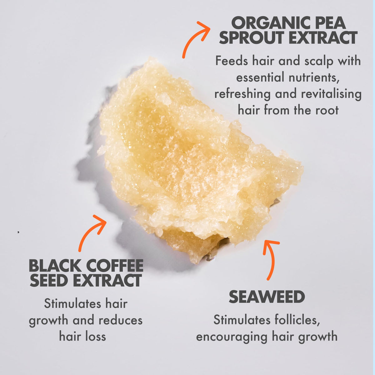 Umberto Giannini Grow Scrub closeup; shows vegan, cruelty-free formula with natural ingredients.