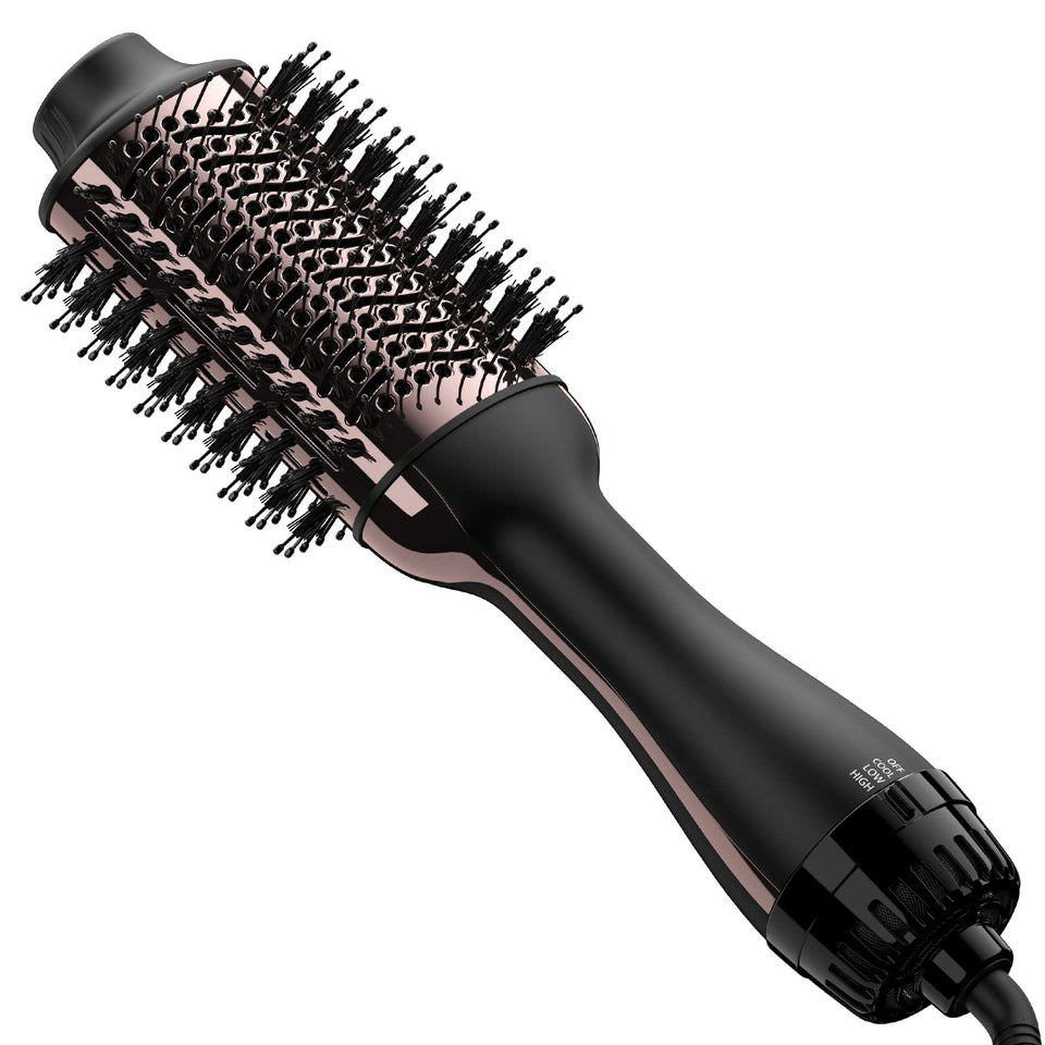 Umeely hair dryer brush with oval barrel for smooth, shiny styling.