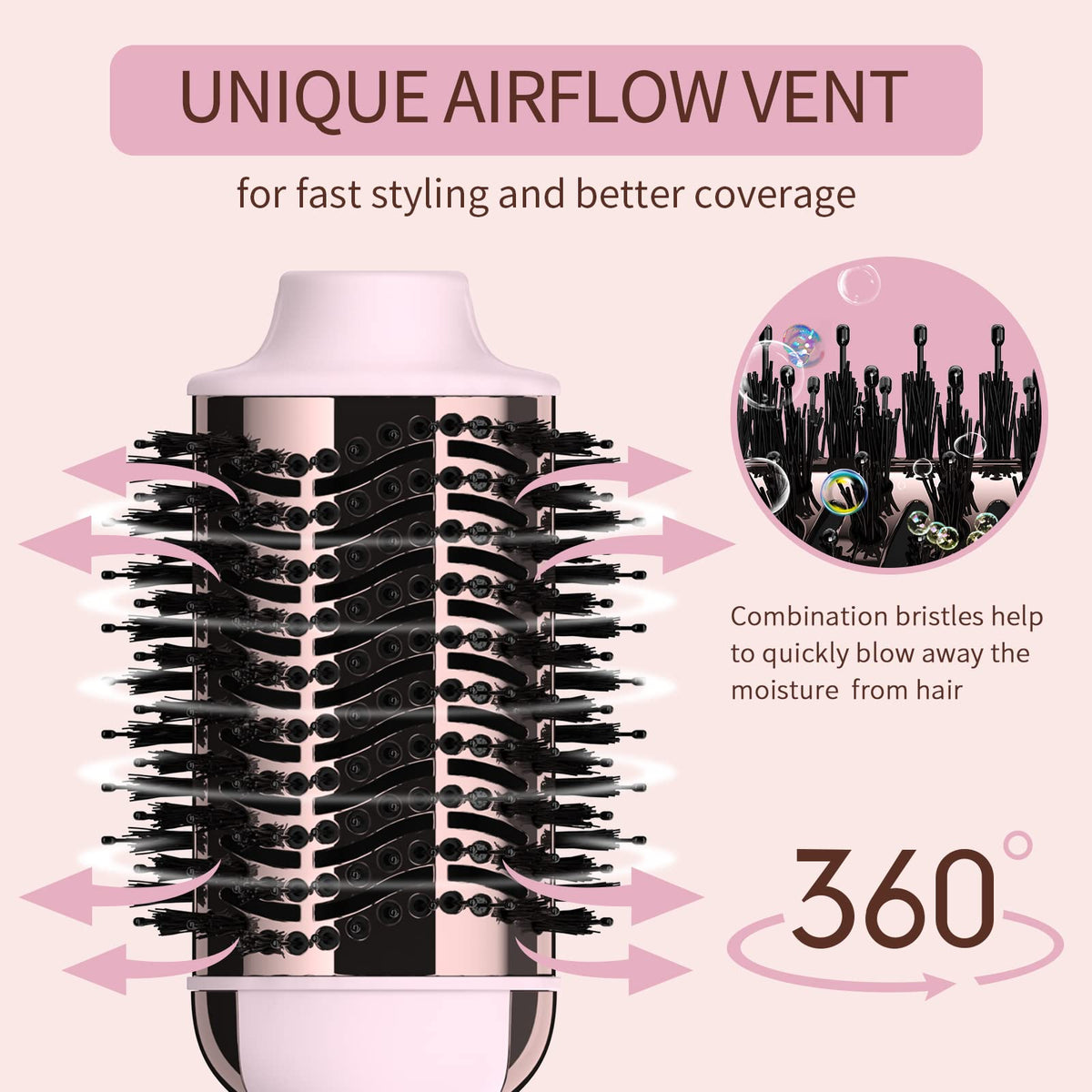 Umeely hair dryer brush three heat settings and cool option