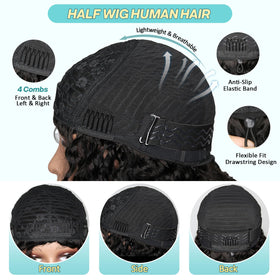 UMEGIRL 22 inch Burmese curly half wig model wear shows seamless blend.
