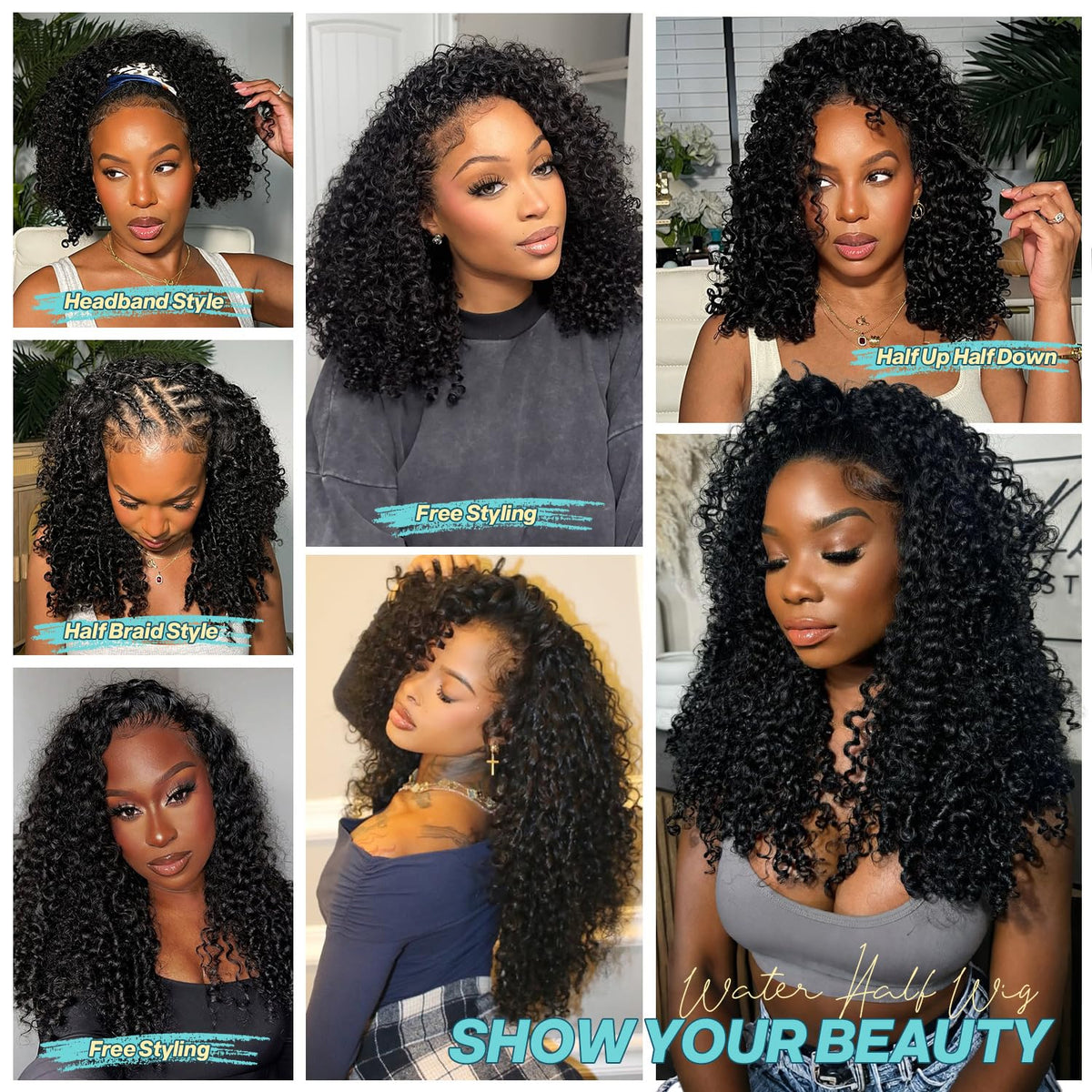 UMEGIRL 250-density full-volume half wig for coverage