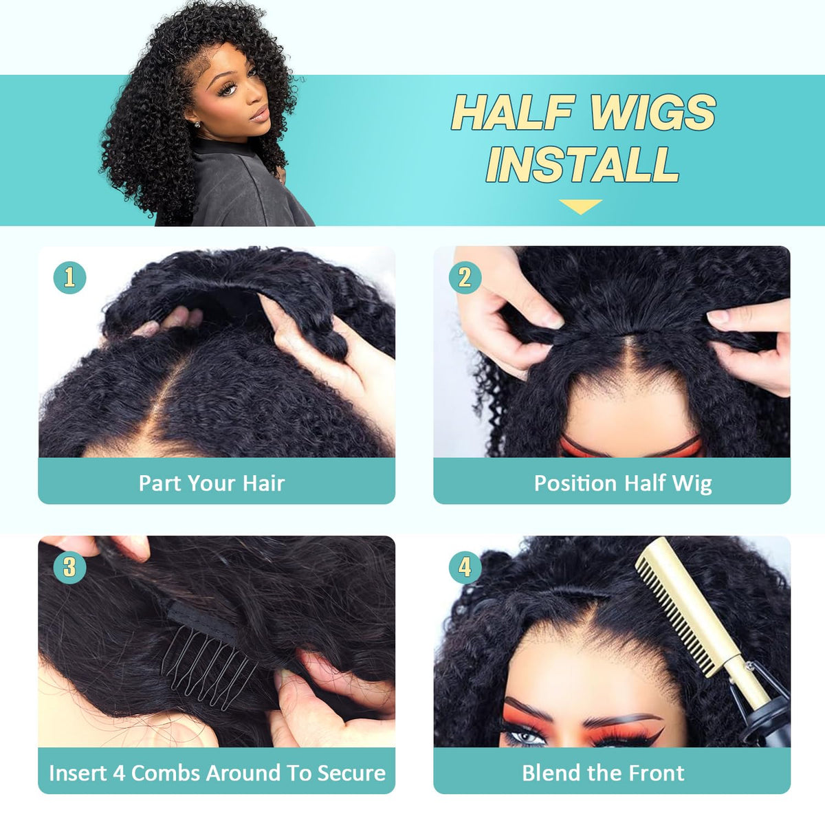 UMEGIRL natural black curly hair close-up with rich texture
