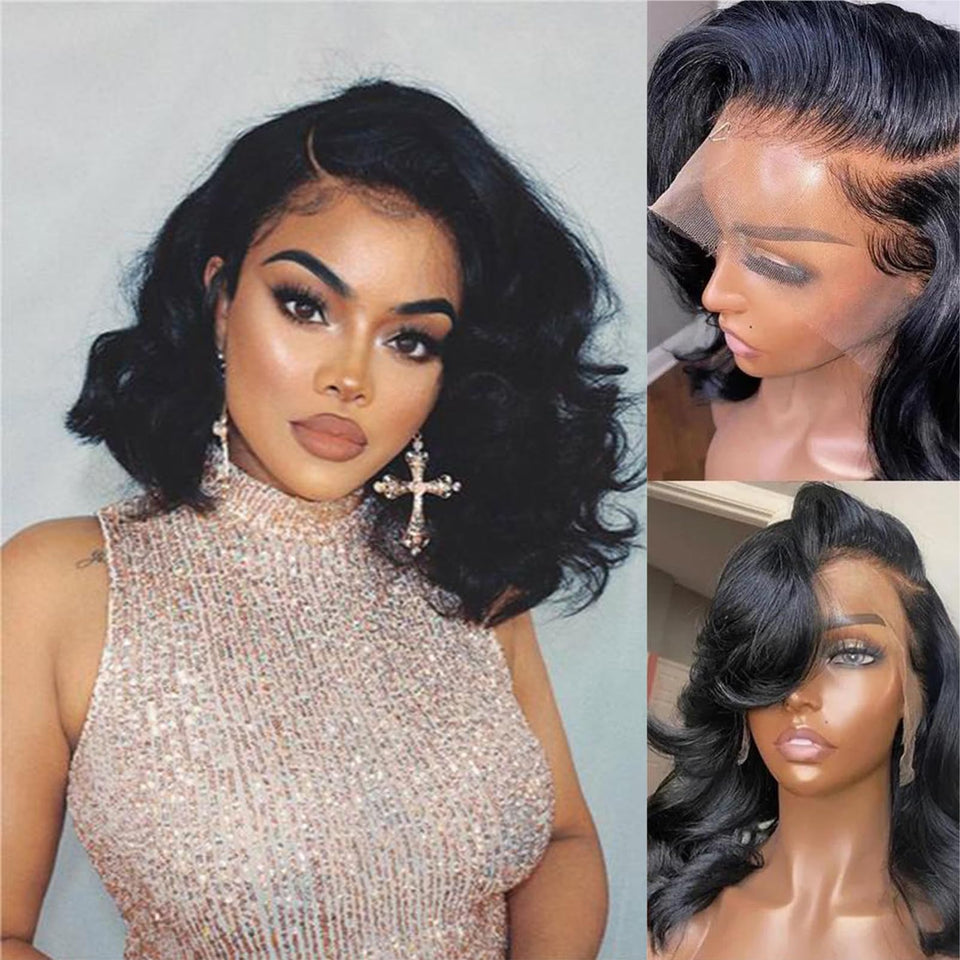 Umeiw short bob lace front wig, 10 inch length for natural-looking styling and easy wear.
