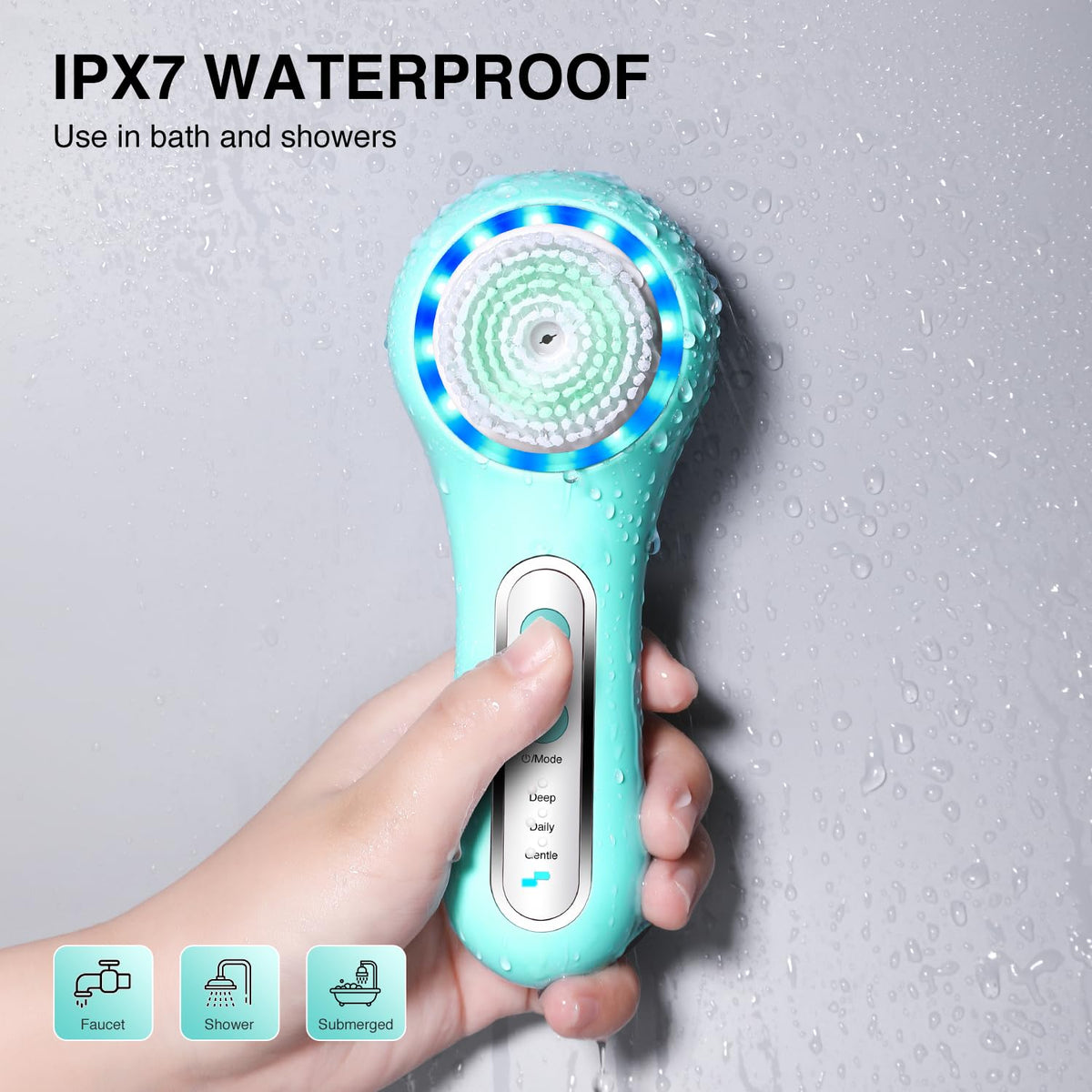 Umickoo brush targeting cheeks and forehead for gentle daily care
