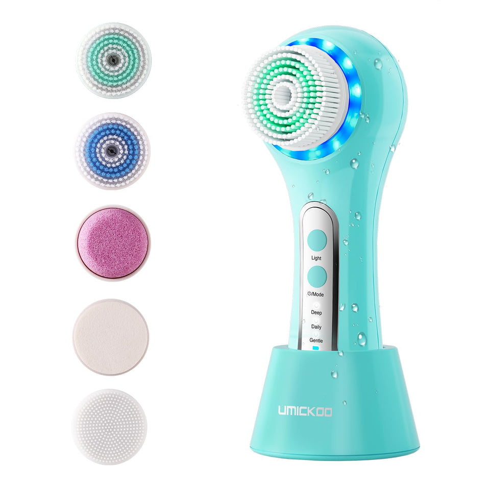 Umickoo electric facial cleansing brush focused on nose and chin for deeper cleansing