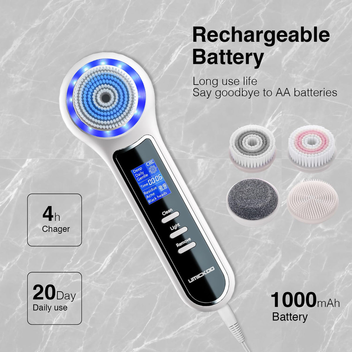 Umickoo USB rechargeable battery provides long-lasting use between charges