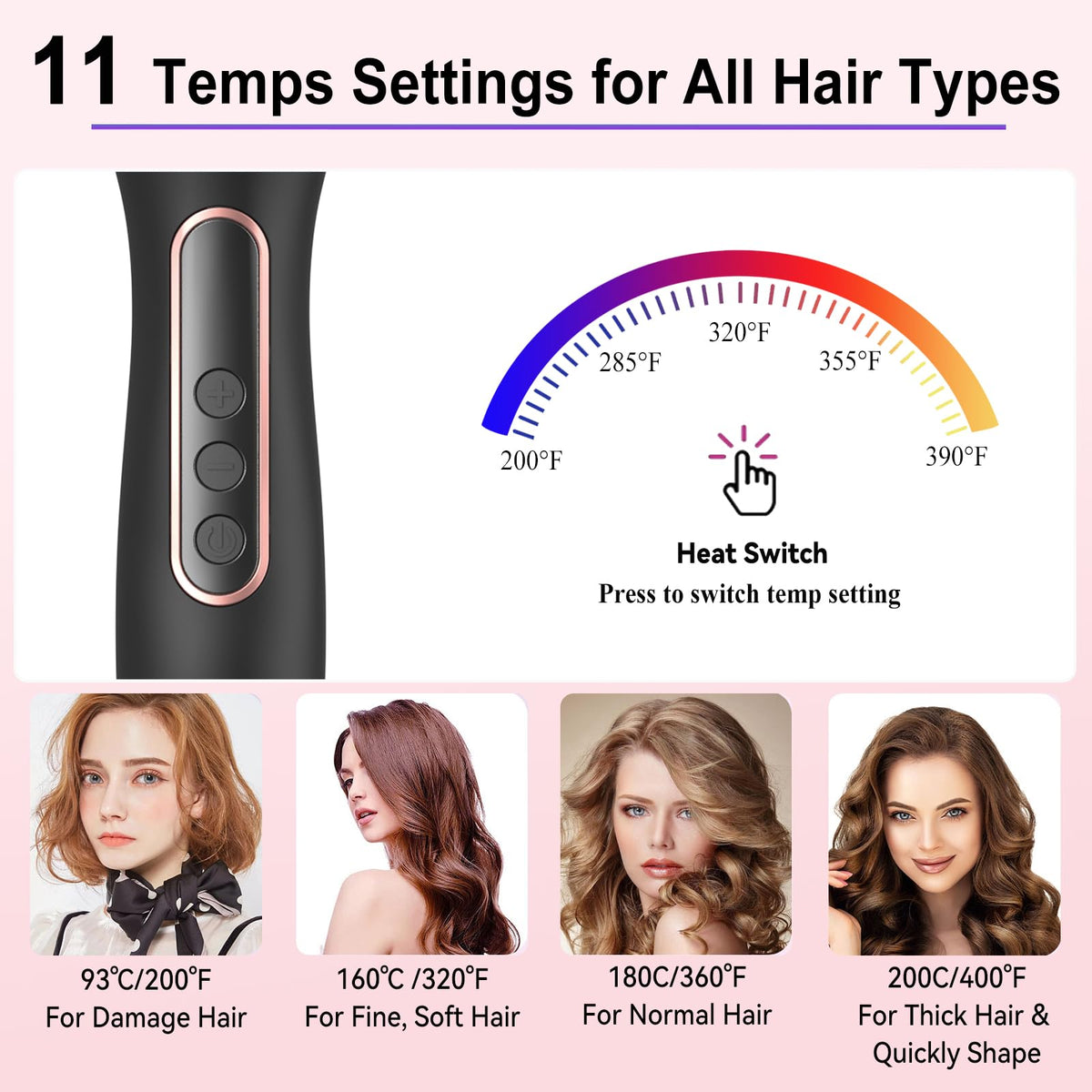 UMIGA Thermal Brush Set smart display helps you choose precise temperature.