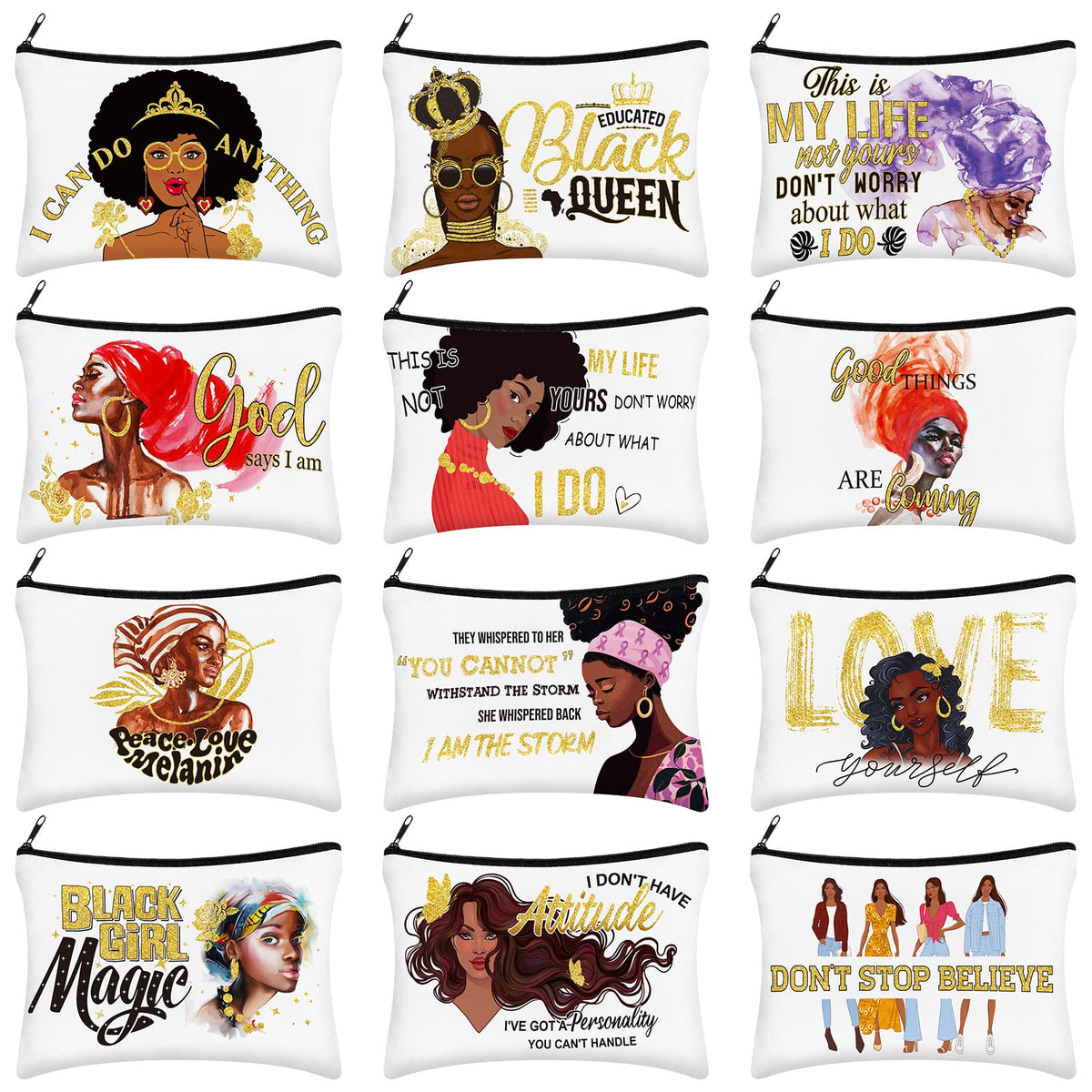 Umigy African girl makeup bags pack, ideal for on-the-go organizing.