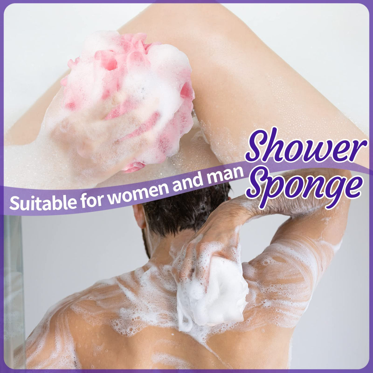 Umigy exfoliating sponge made of soft PE for comfortable body cleansing.