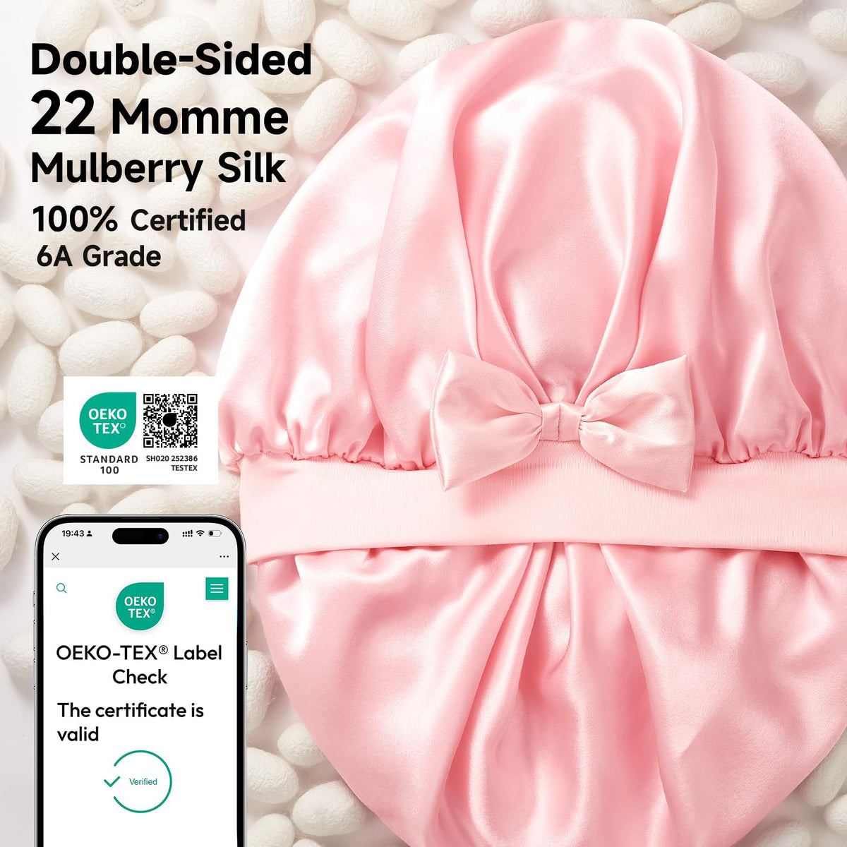 Umisleep large silk bonnet fits long hair and braids comfortably.