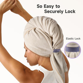 Umisleep towel in velvety-soft fabric offers gentle frizz control