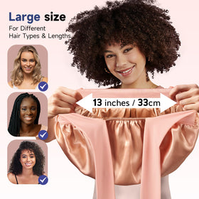 Umisleep silk bonnet features a large 13-inch interior for thick and curly hair.