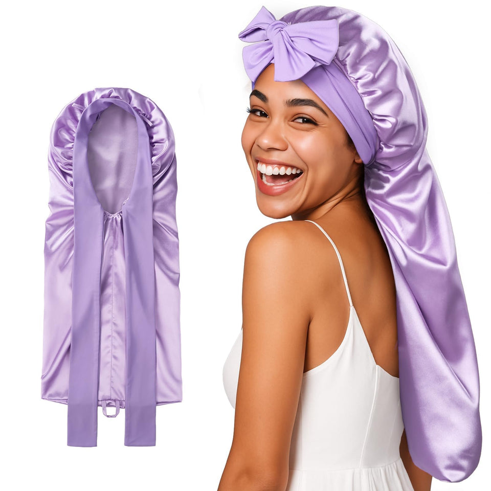 Umisleep silk bonnet for long hair protects curls overnight