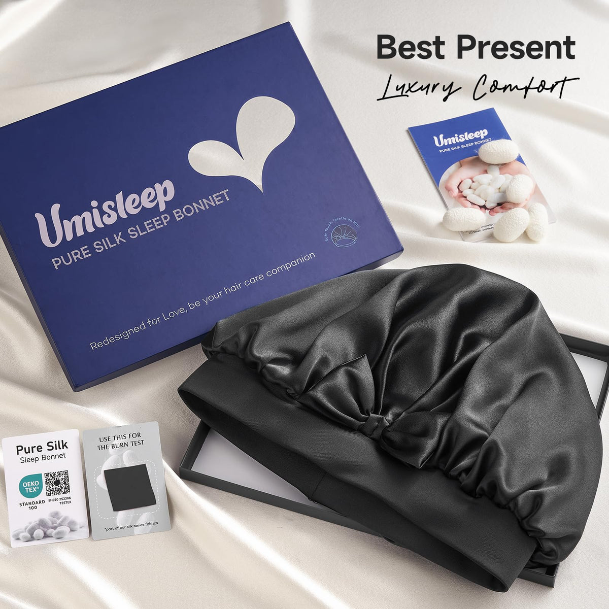 Gift-ready Umisleep silk bonnet packaging suitable for a thoughtful present