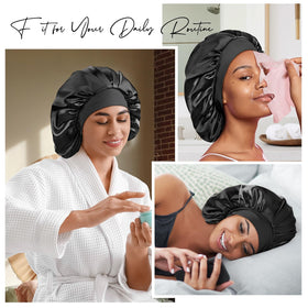 Umisleep bonnet used during makeup or washing to keep hair away from face.