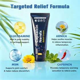Umizze Arnica Menthol blend image demonstrates soothing massage application.