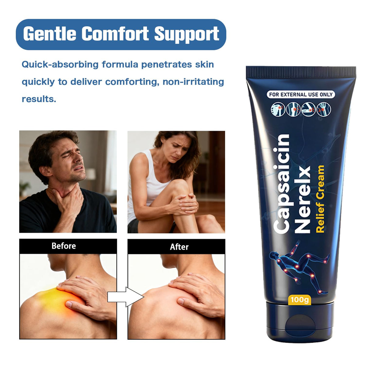 Umizze Fast-absorbing non-greasy formula highlights light texture for joints.