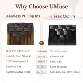 Umuse balayage chocolate brown to caramel blonde blend for natural color.