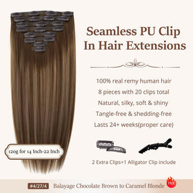 Umuse clip-in extension close-up shows secure clip grip for easy wear.