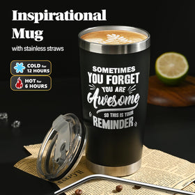 UNBOXMENT 20oz insulated mug keeps drinks warm during recovery