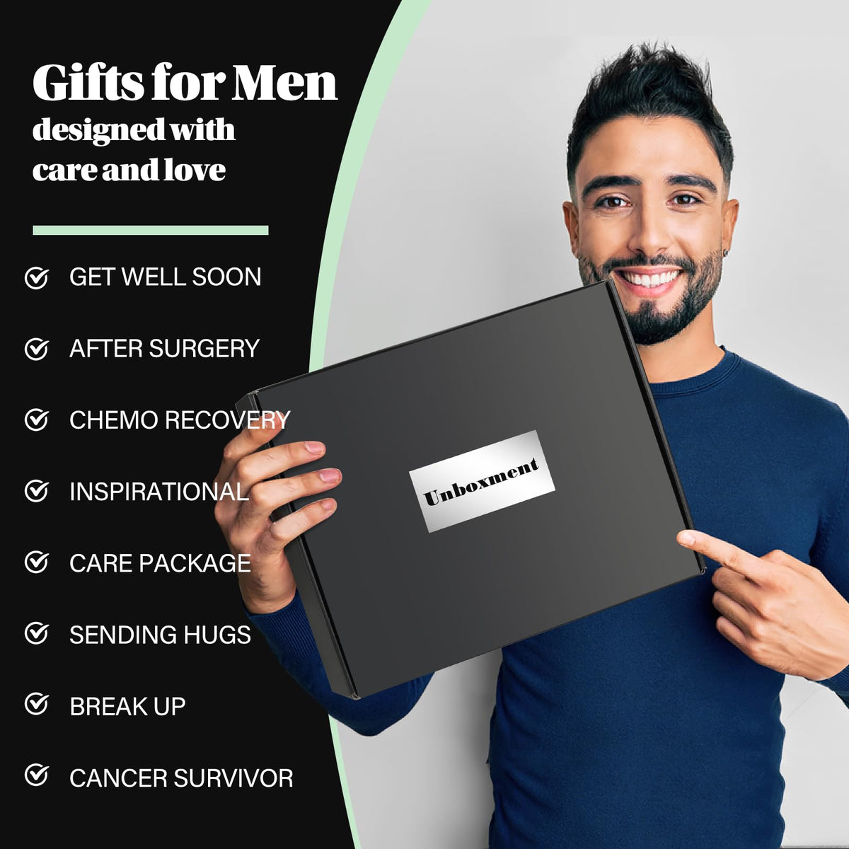 UNBOXMENT black gift box showcasing premium self-care gift