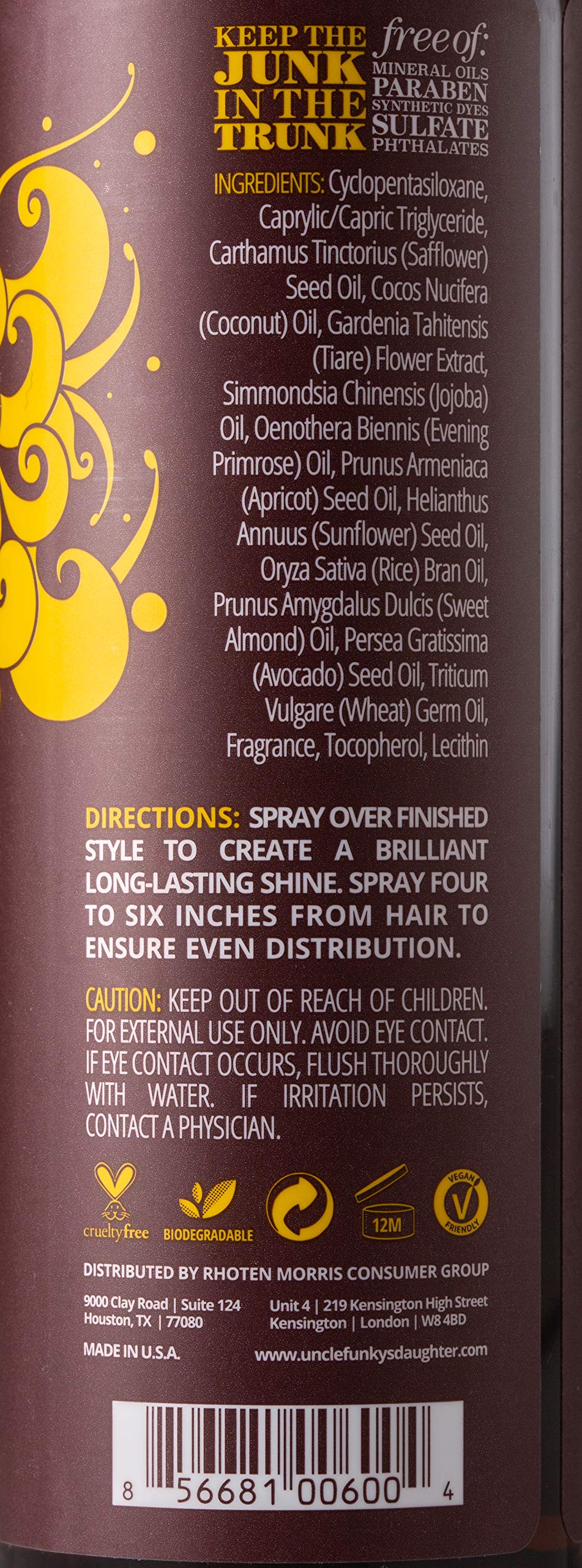 Uncle Funky's Daughter Glossy Finishing Hair Polish creates a glossy finish on hair.