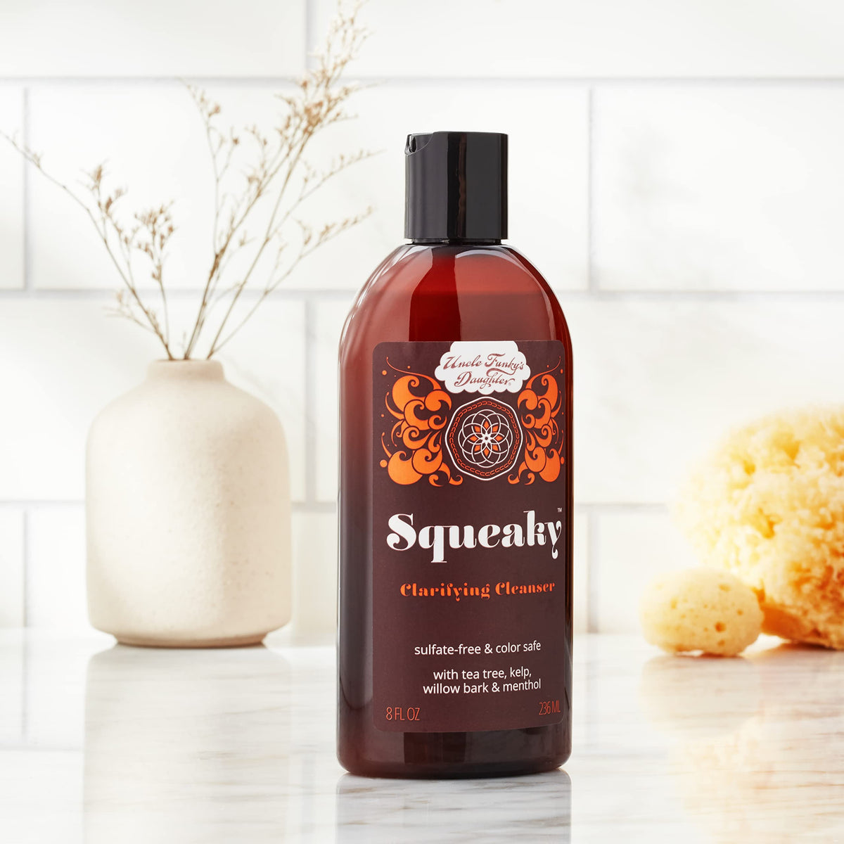 Uncle Funky’s Daughter Squeaky pump-action bottle enables easy cleansing