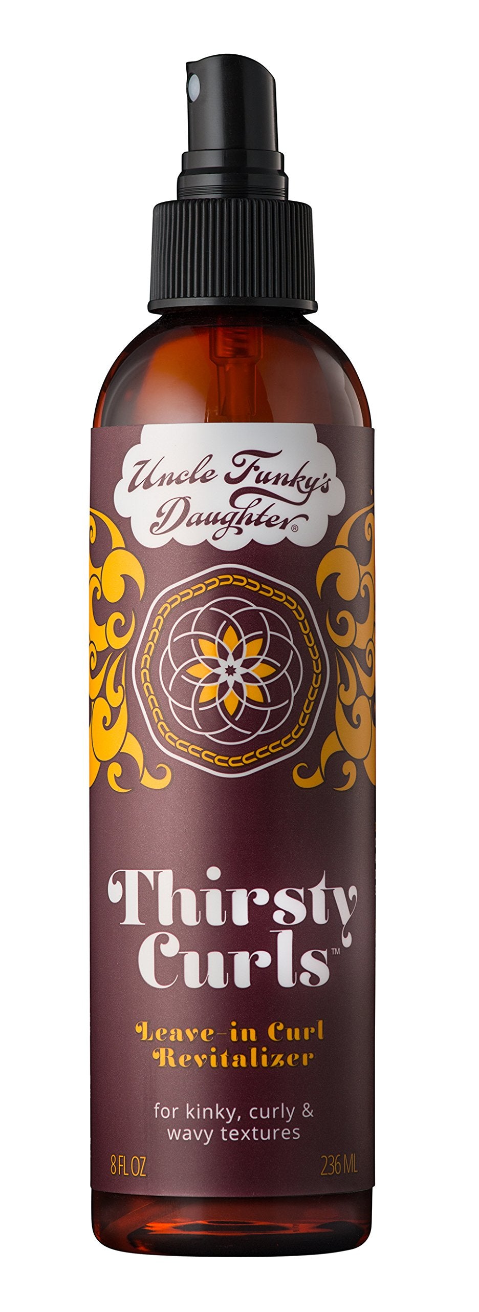 Uncle Funky's Daughter Thirsty Curls bottle pouring to hydrate curls