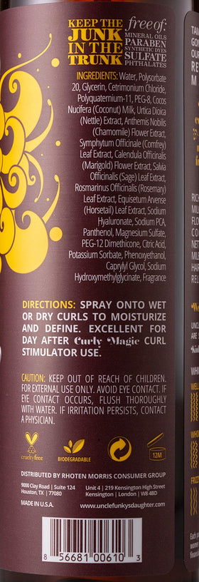 Label close-up featuring coconut milk and nettle for nourishment