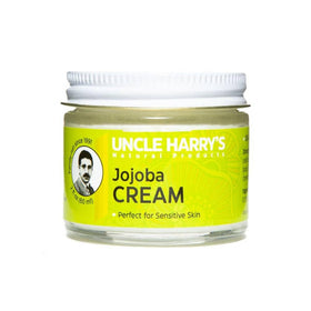 Uncle Harry's Jojoba Cream jar, oil-free moisturizer for sensitive skin.