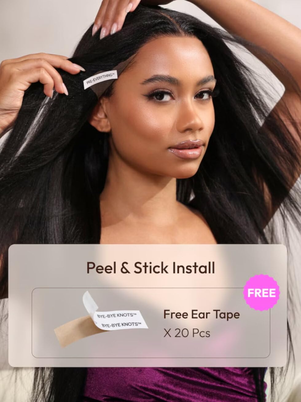 UNICE Bye Bye Knots wig 18-inch Yaki straight texture enhances movement.
