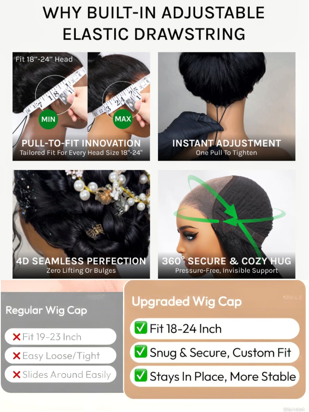 UNICE Bye Bye Knots wig invisible knots create natural look.