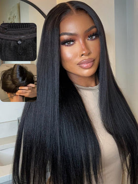 UNICE Bye Bye Knots wig with Yaki straight 18-inch lace-front for natural versatility.
