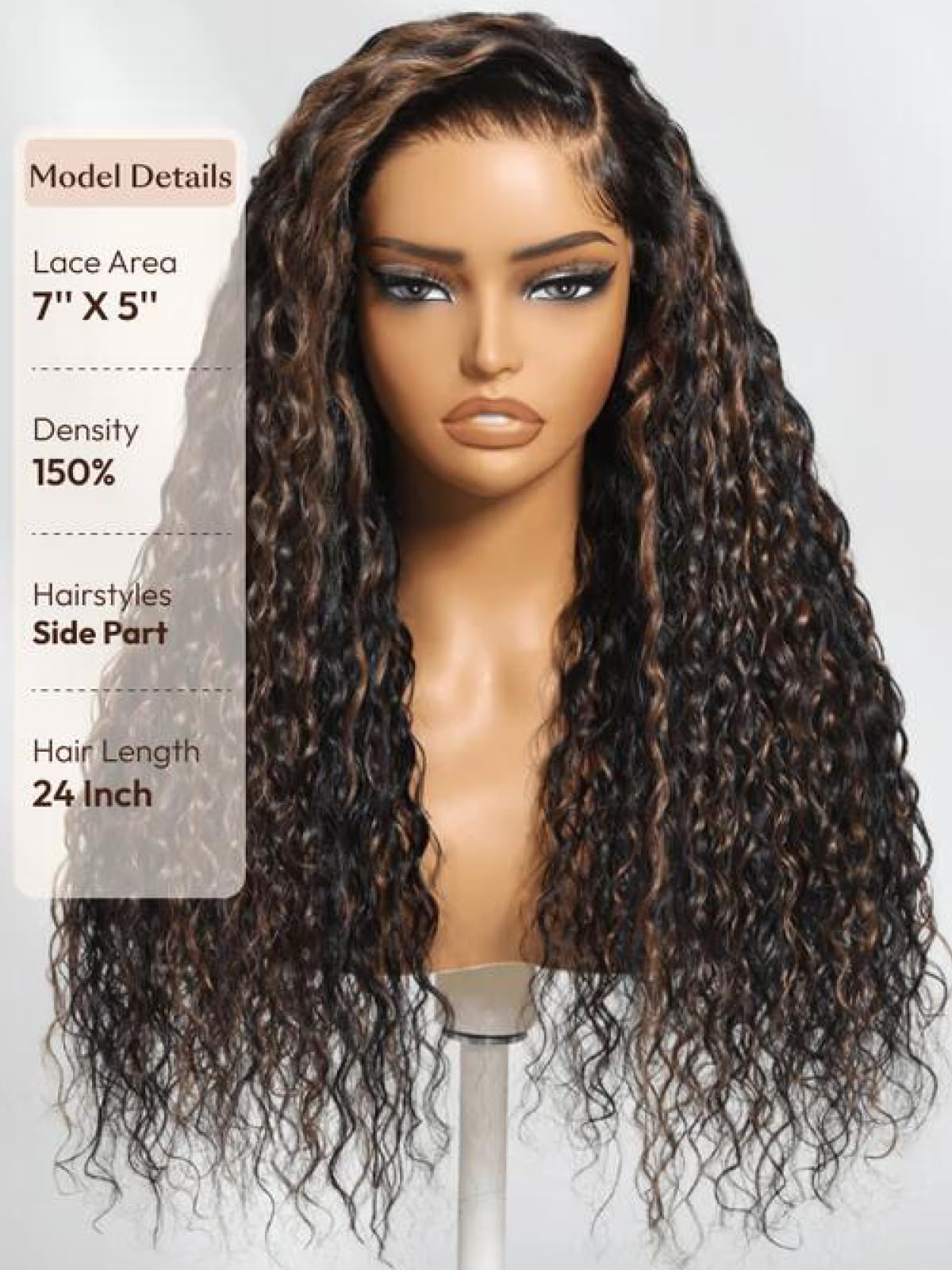UNICE Bye Bye Slip Golden brown highlights on 18-inch deep wave.