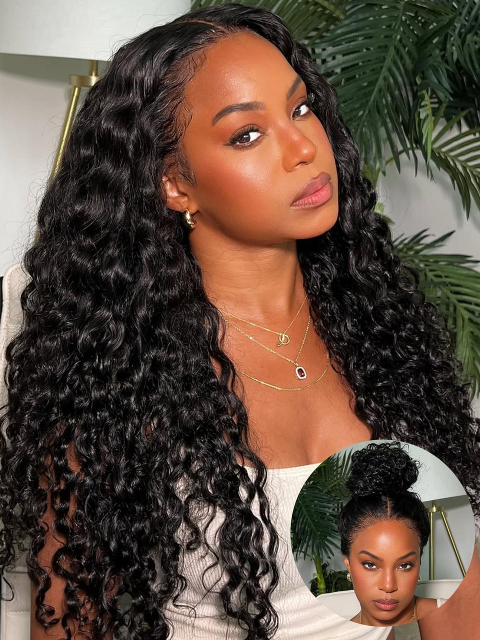 UNICE deep water wave lace front wig 20-inch model showing natural movement