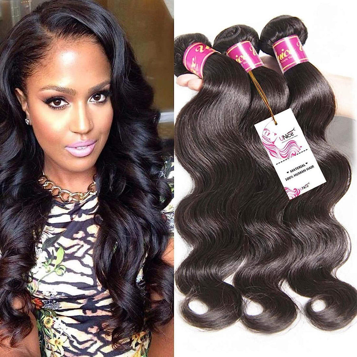 UNICE Hair three bundles weft detail, strong and tangle-free