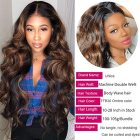 UNICE TFB30 ombre color blends dark root with blonde highlights