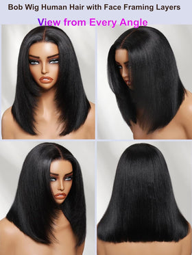 UNICE Layered Yaki Straight Bob Wig 7x5 lace front with flexible part