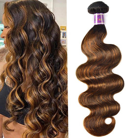 UNICE ombre brown highlight body wave 18-inch weave adds natural volume