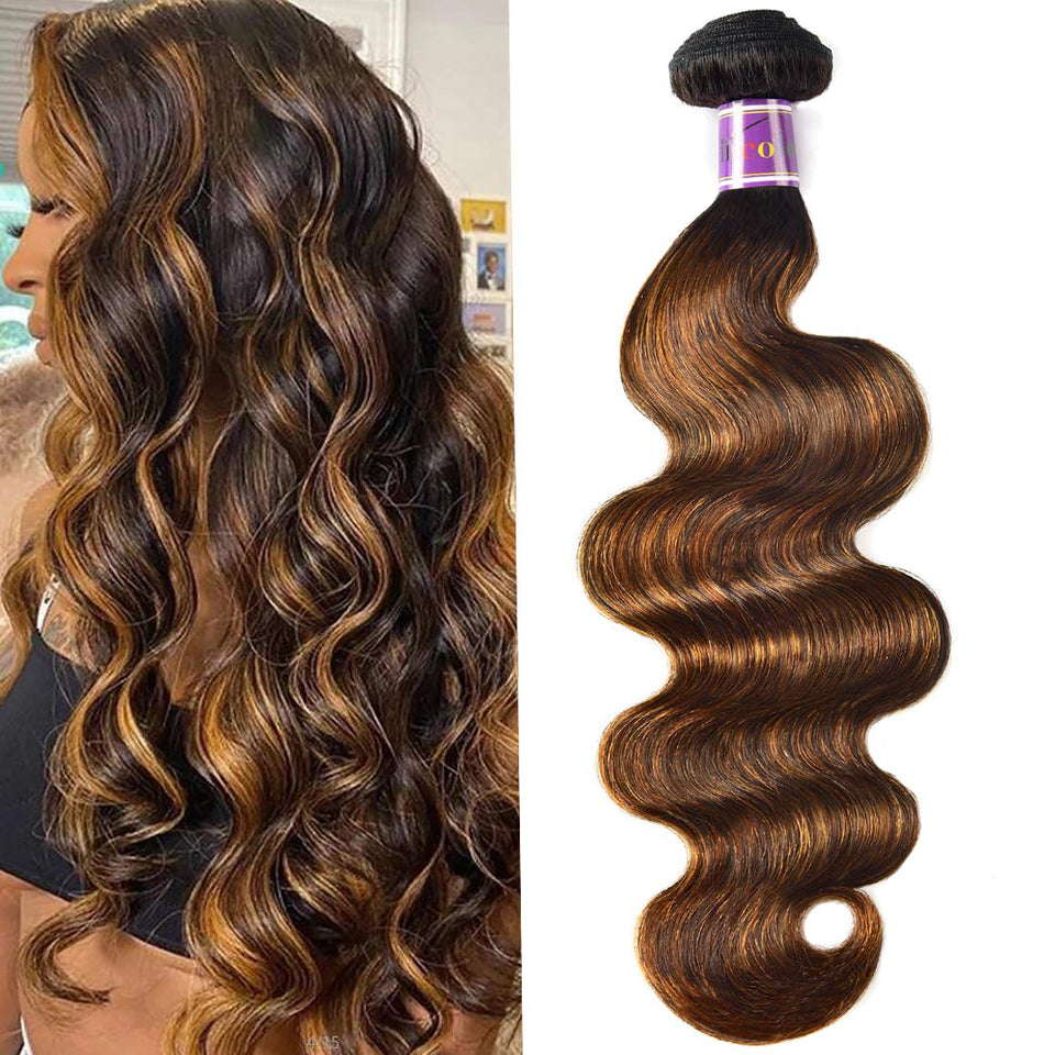 UNICE ombre brown highlight body wave 18-inch weave adds natural volume
