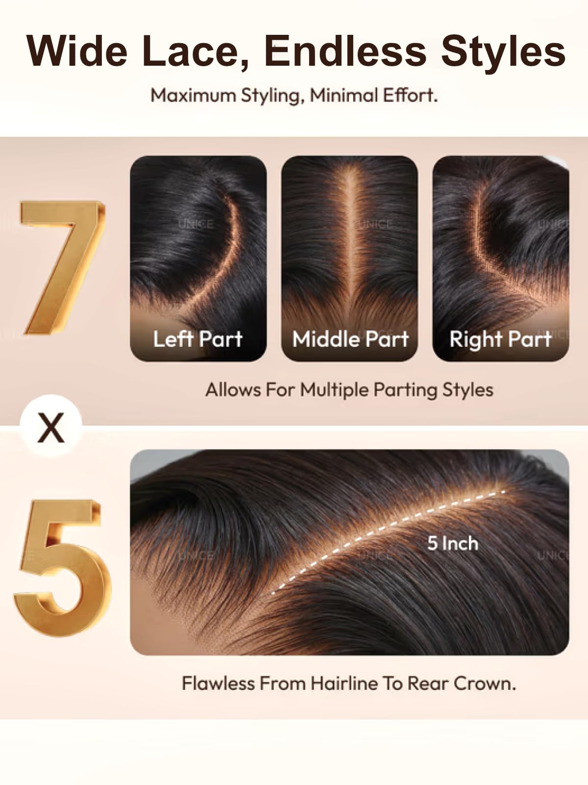 UNICE Ready-to-wear glueless design offers instant glamour.
