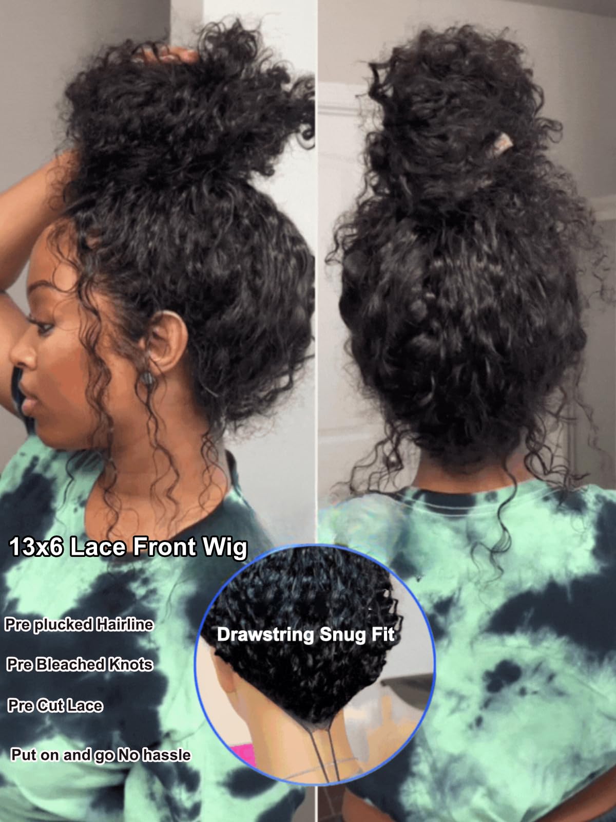 UNICE Water Wave wig close-up of natural hairline with pre plucked look