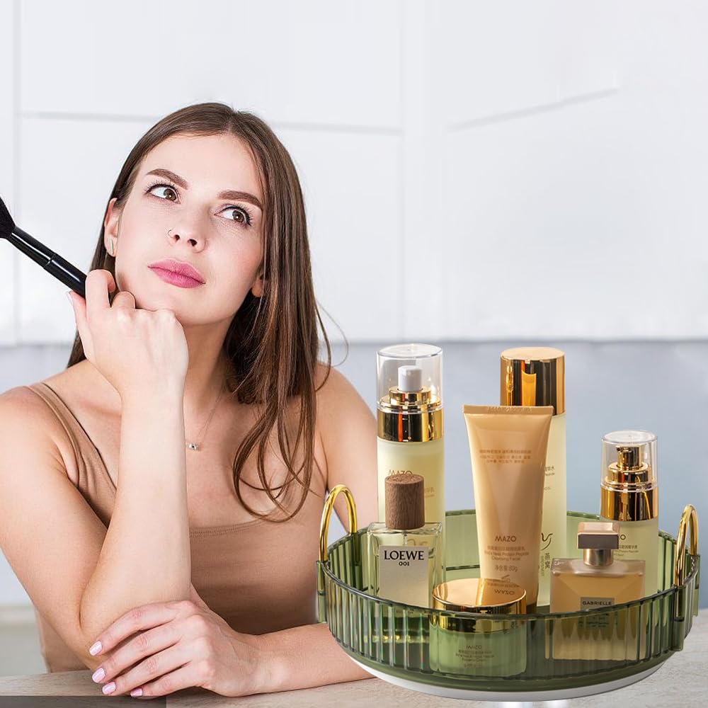 UNICOMVSX compact rotating organizer fits small vanity spaces.
