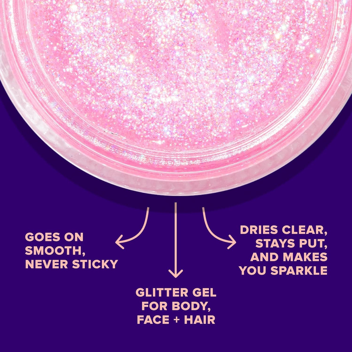 UNICORN SNOT Bling glitter gel bottle showcases holographic shimmer for hair and body accents.