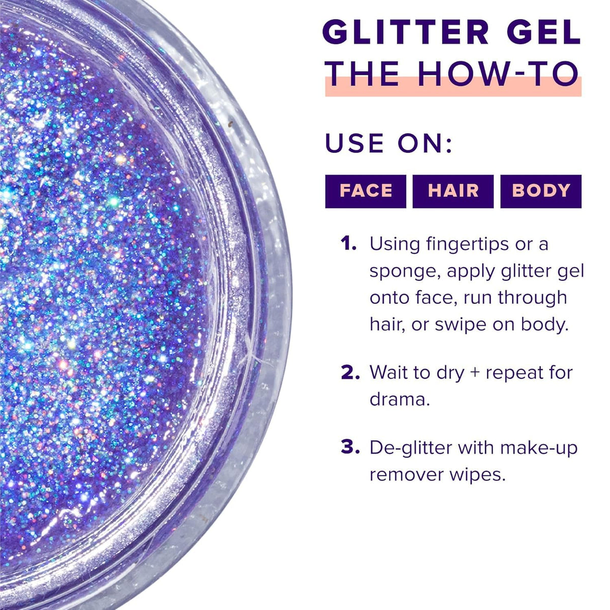 UNICORN SNOT glitter gel on the body shows a quick-dry, long-lasting sparkle during events.