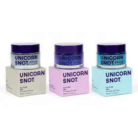 UNICORN SNOT holographic glitter gel in disco color poured from bottle for bold looks